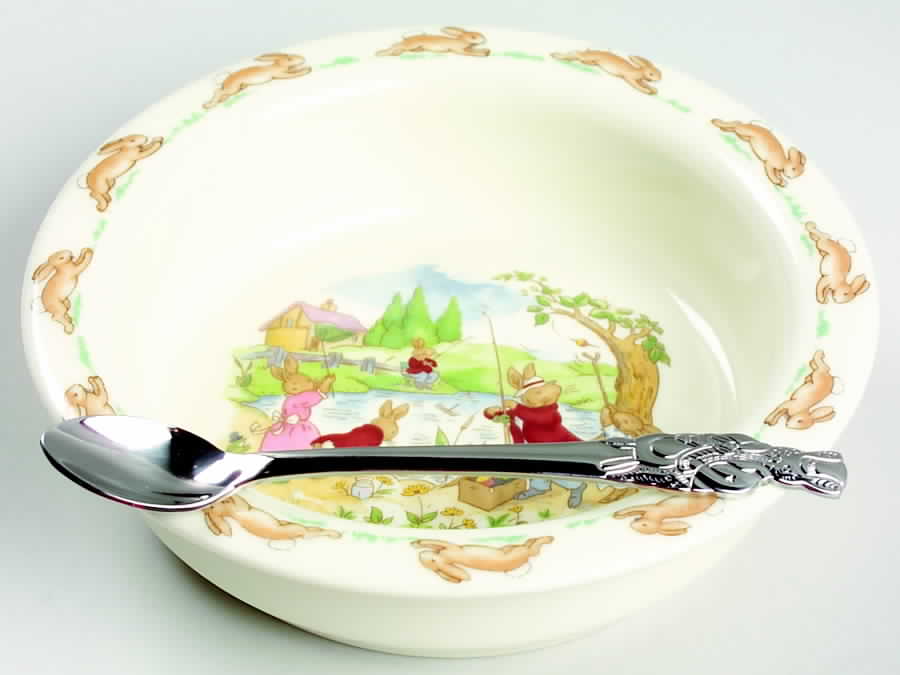 Bunnykins (Albion Shape) 2-Piece Nursery Set (Plate and Spoon) by Royal Doulton-1