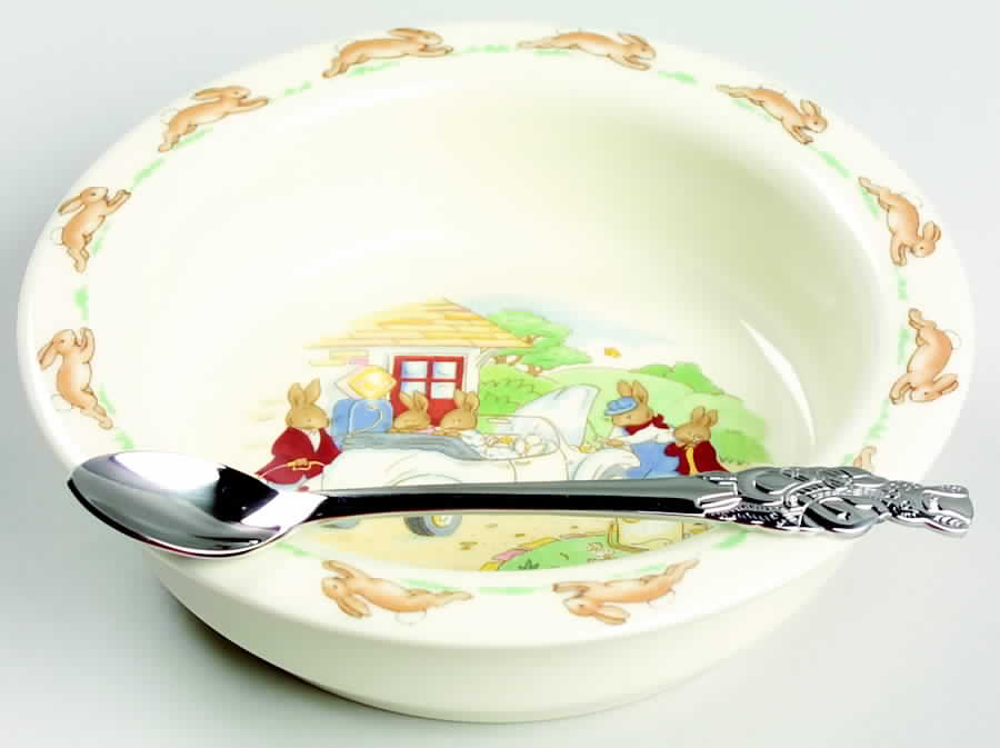 Bunnykins (Albion Shape) 2-Piece Nursery Set (Plate and Spoon) by Royal Doulton-1