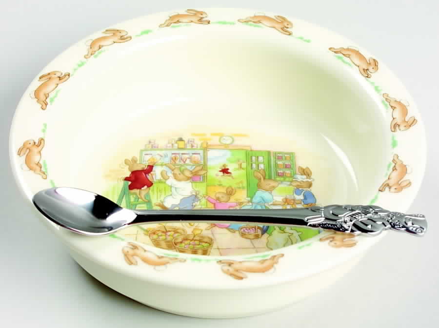 Bunnykins (Albion Shape) 2-Piece Nursery Set (Plate and Spoon) by Royal Doulton-1