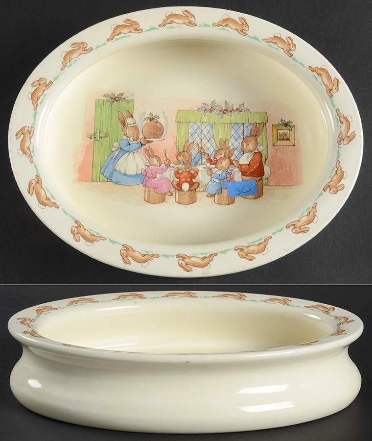 Bunnykins (Albion Shape) 8" Oval Baby Plate by Royal Doulton-1