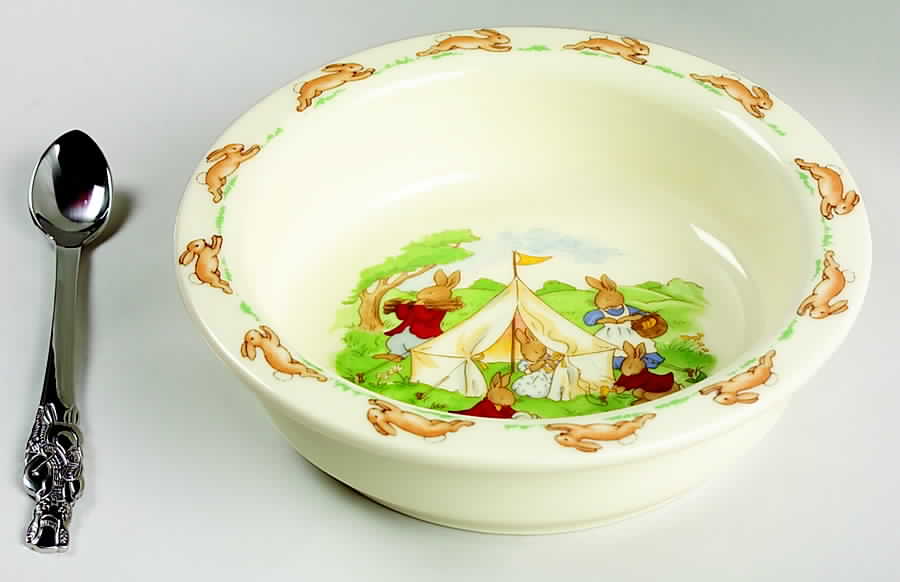 Bunnykins (Albion Shape) 2-Piece Nursery Set (Plate and Spoon) by Royal Doulton-1