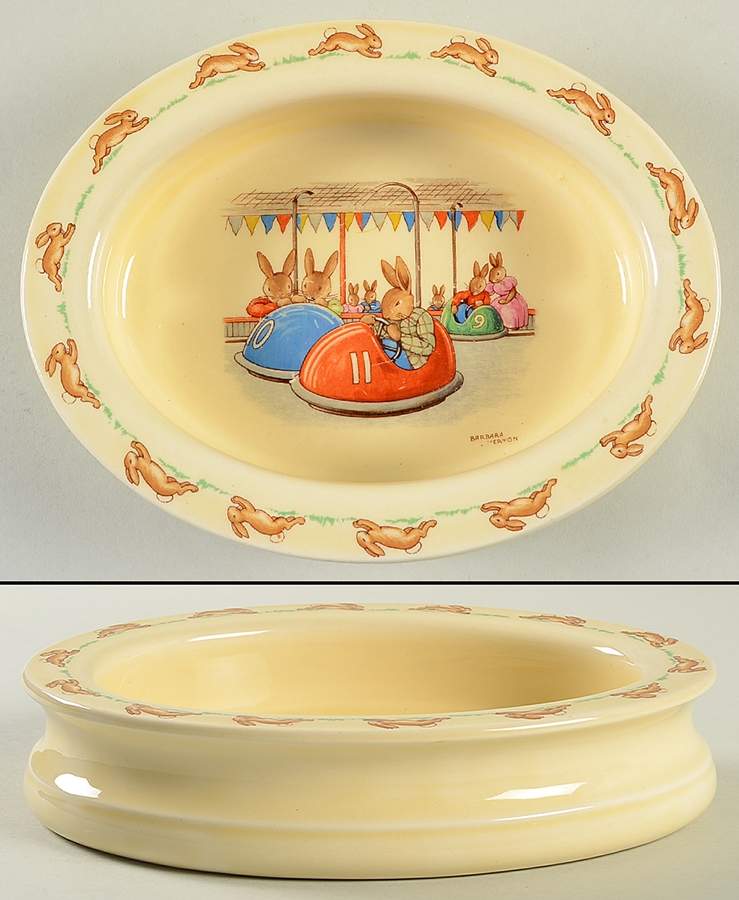 Bunnykins (Albion Shape) 8" Oval Baby Plate by Royal Doulton-1