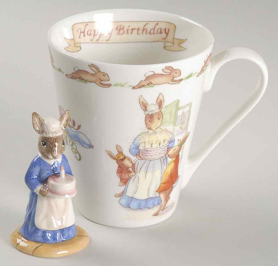 Bunnykins (Albion Shape) (Happy Birthday) Mug & Figurine Set by Royal Doulton-1