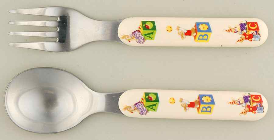 Bunnykins (Albion Shape) Melamine Baby Spoon & Fork Set by Royal Doulton-1