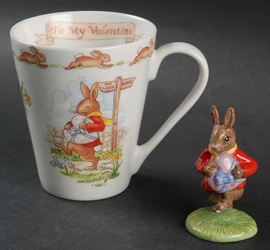 Bunnykins (Albion Shape) (To My Valentine) Mug & Figurine Set by Royal Doulton-1