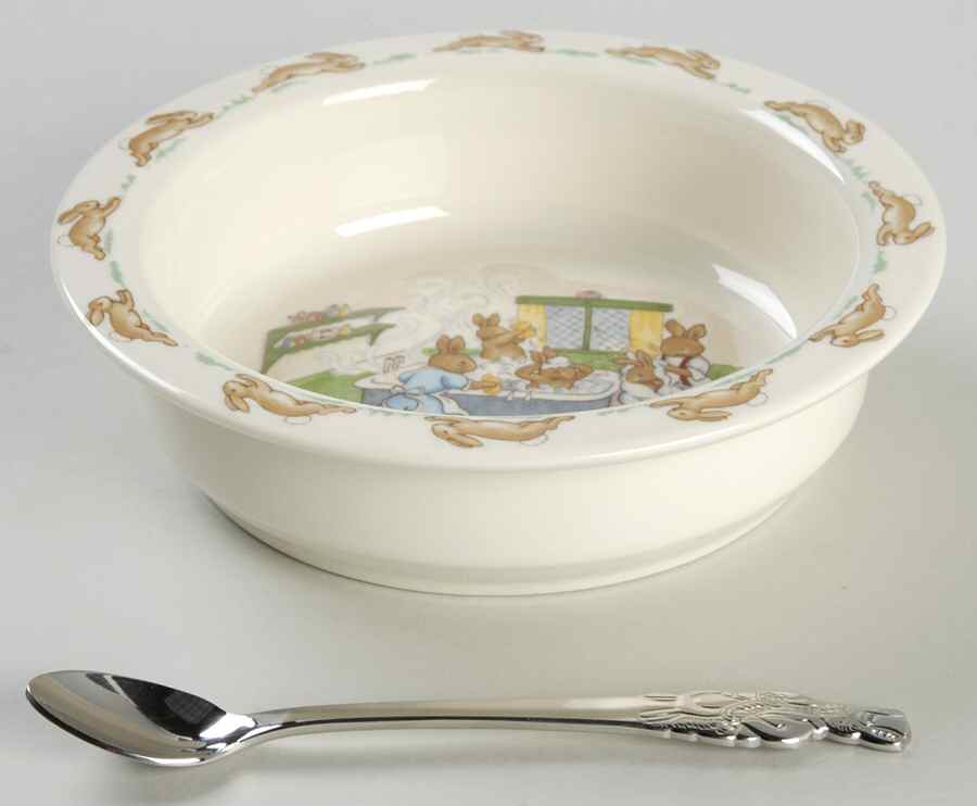 Bunnykins (Albion Shape) 2-Piece Nursery Set (Plate and Spoon) by Royal Doulton-1