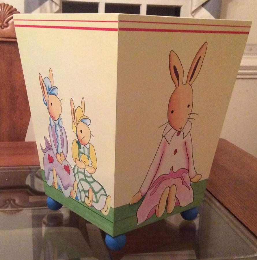 Bunnykins (Albion Shape) Waste Basket Wood by Royal Doulton-1