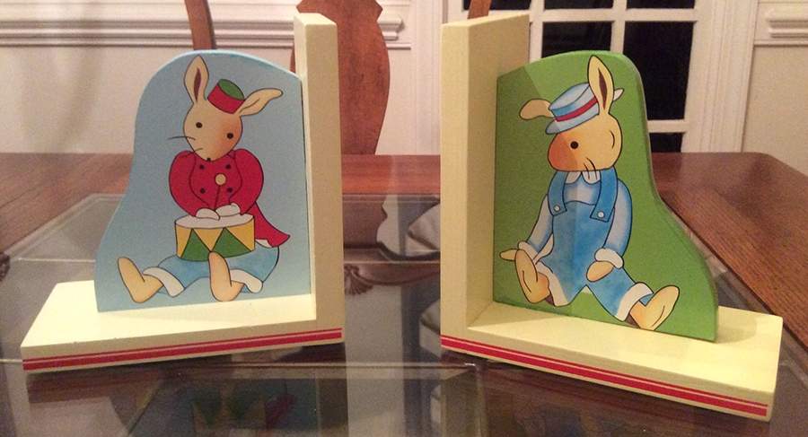 Bunnykins (Albion Shape) Wood Bookend - Set of 2 by Royal Doulton-1