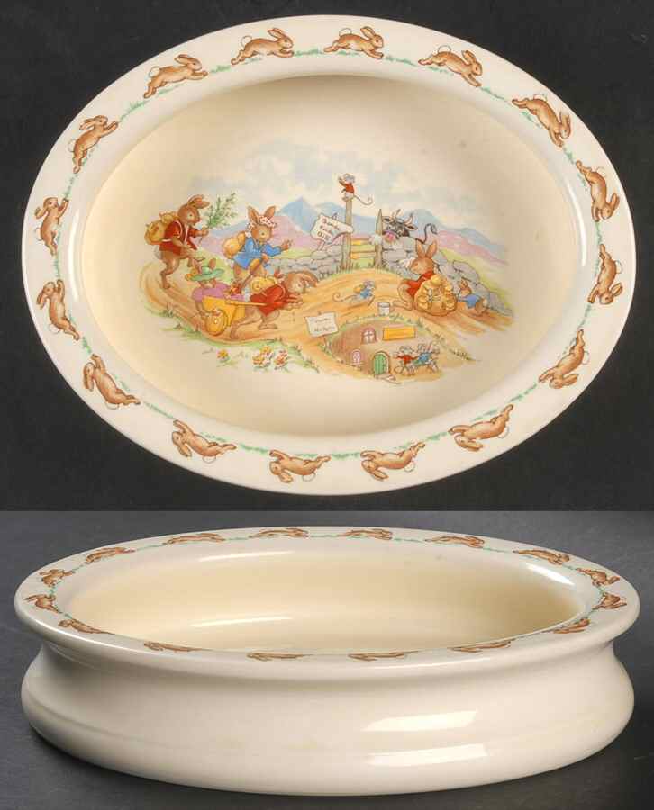 Bunnykins (Albion Shape) 8" Oval Baby Plate by Royal Doulton-1