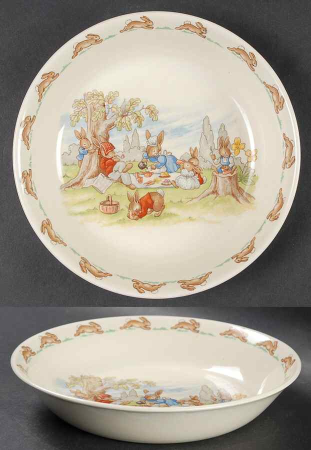 Bunnykins (Albion Shape) Coupe Soup/Porridge Bowl by Royal Doulton-1