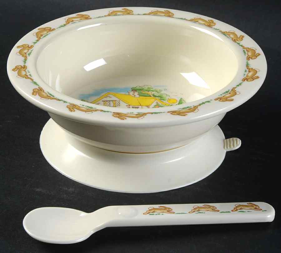 Bunnykins (Albion Shape) Melamine Baby Bowl & Spoon Set by Royal Doulton-1