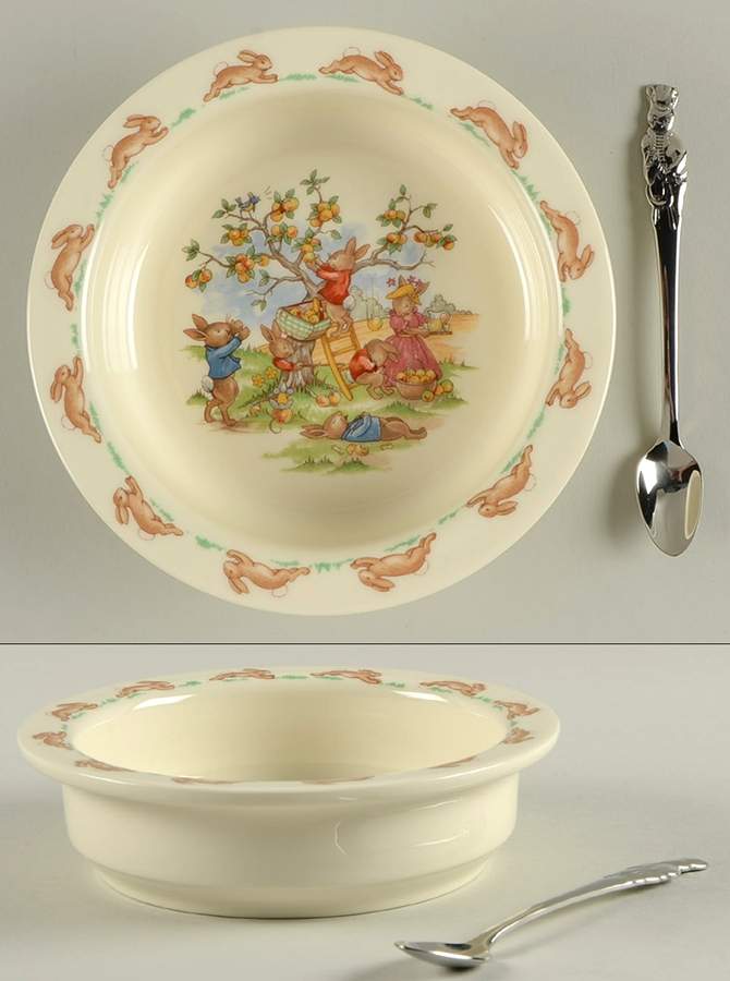 Bunnykins (Albion Shape) 2-Piece Nursery Set (Plate and Spoon) by Royal Doulton-1