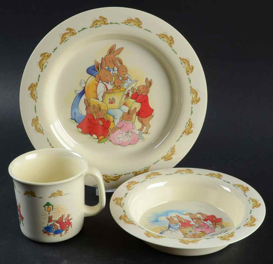 Bunnykins (Albion Shape) 3 Piece Baby Set-Melamine (Bowl,Plate,Mug) by Royal Doulton-1