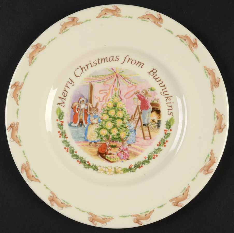 Bunnykins (Albion Shape) Merry Christmas Salad Plate by Royal Doulton-1