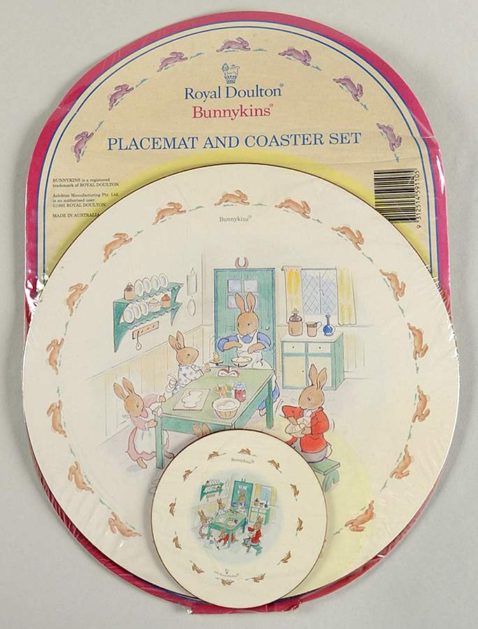 Bunnykins (Albion Shape) Round Cork Board Placemat & Coaster Set by Royal Doulton-1