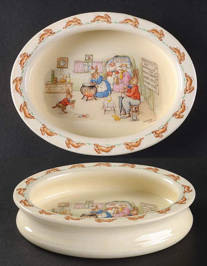 Bunnykins (Albion Shape) 8" Oval Baby Plate by Royal Doulton-1