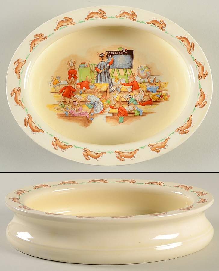 Bunnykins (Albion Shape) 8" Oval Baby Plate by Royal Doulton-1