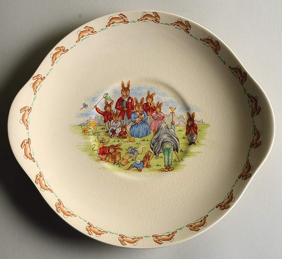 Bunnykins (Albion Shape) Handled Cake Plate by Royal Doulton-1
