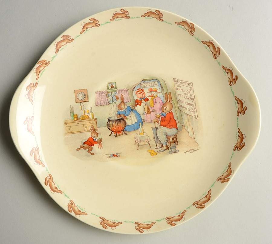 Bunnykins (Albion Shape) Handled Cake Plate by Royal Doulton-1