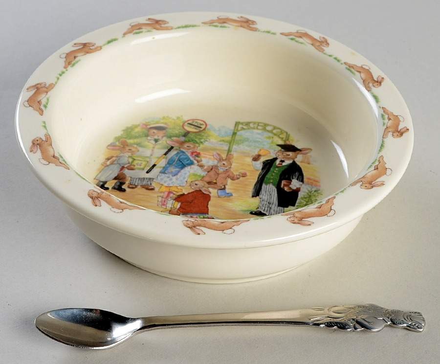 Bunnykins (Albion Shape) 2-Piece Nursery Set (Plate and Spoon) by Royal Doulton-1