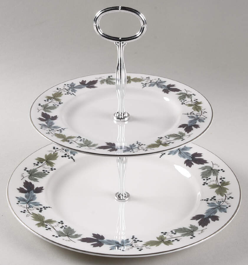 Burgundy 6 5/8"-10"  2 Tiered Serving Tray (Dp, Sp) HC by Royal Doulton-1