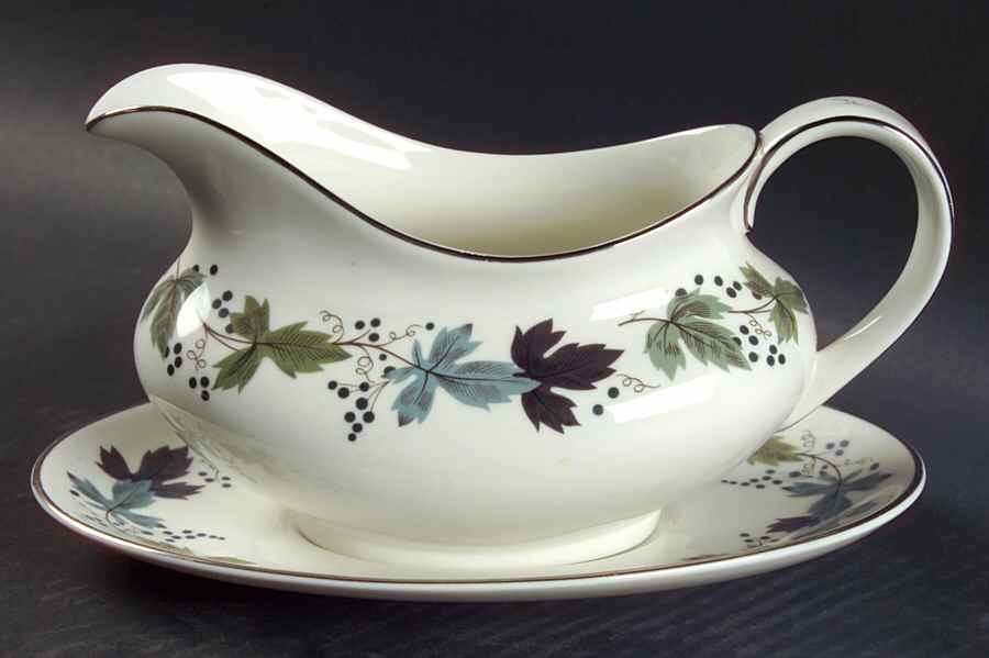 Burgundy Gravy Boat & Underplate by Royal Doulton-1