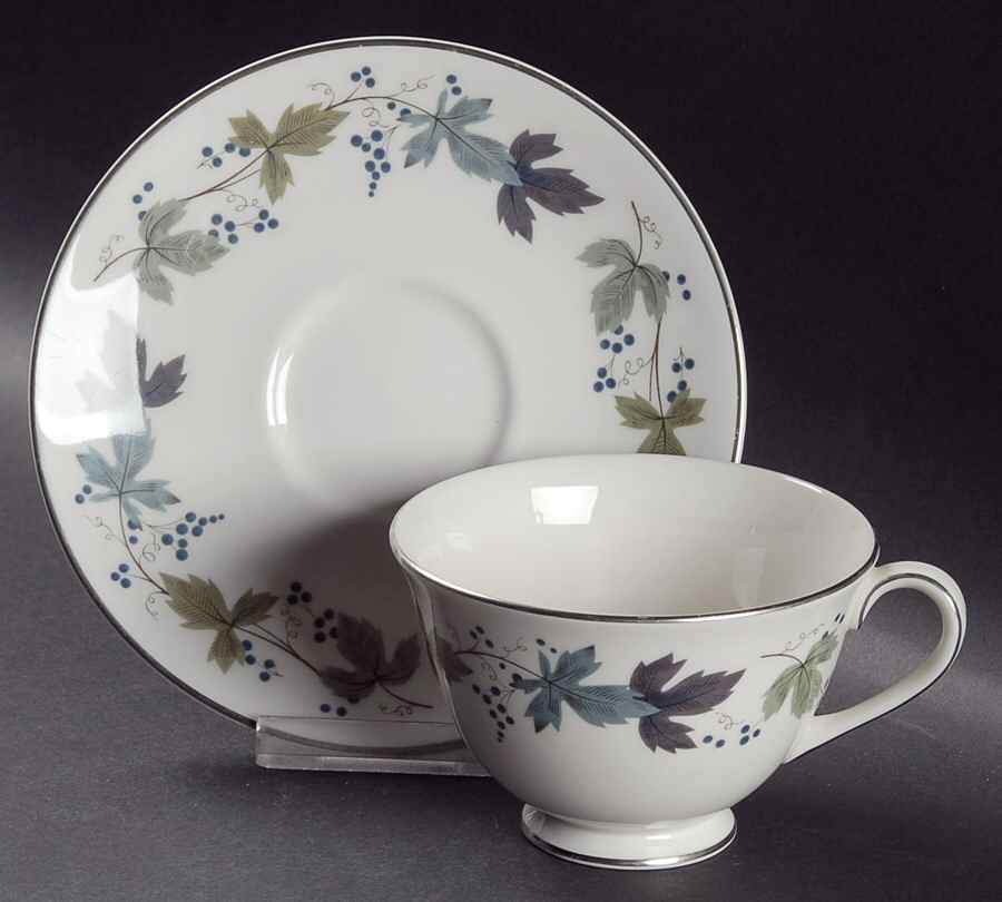 Burgundy Footed Cup & Saucer Set by Royal Doulton-1