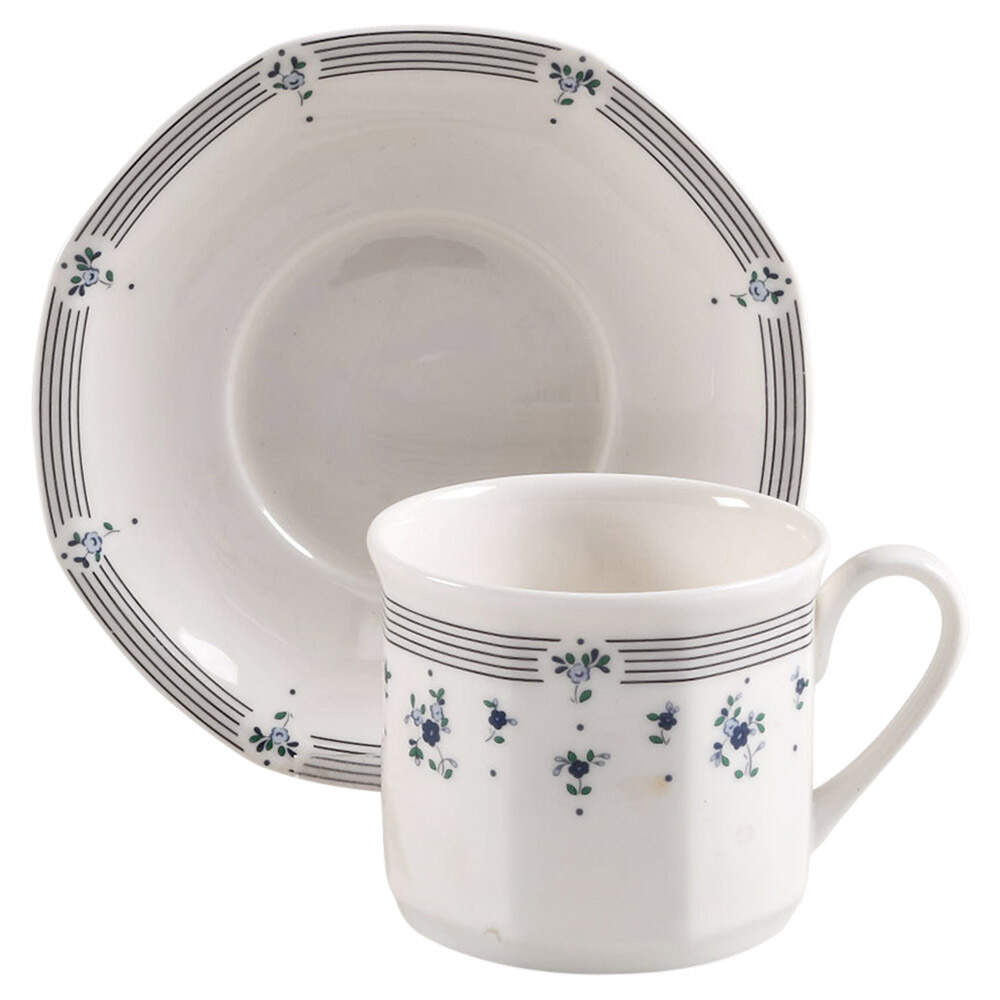 Calico Blue Flat Cup & Saucer Set by Royal Doulton-1