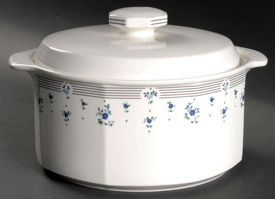 Calico Blue 3 Quart Round Covered Casserole by Royal Doulton-1