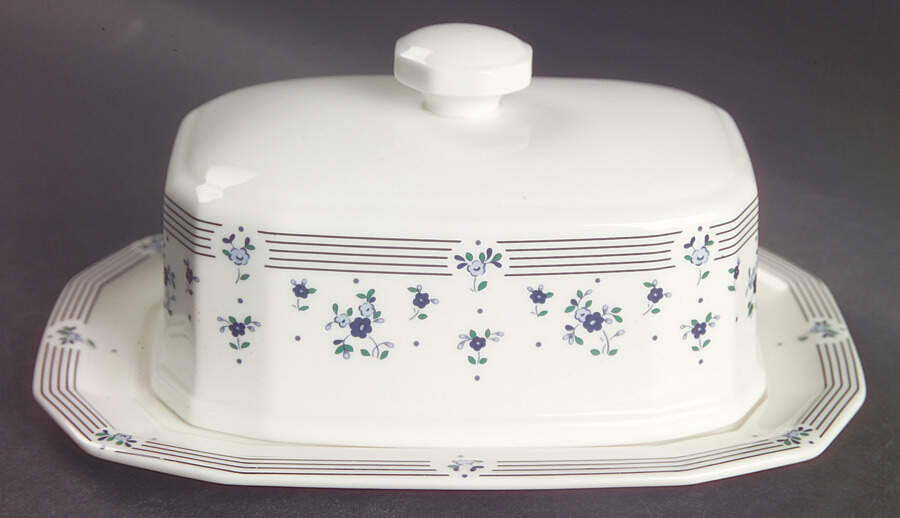 Calico Blue Square Covered Butter by Royal Doulton-1
