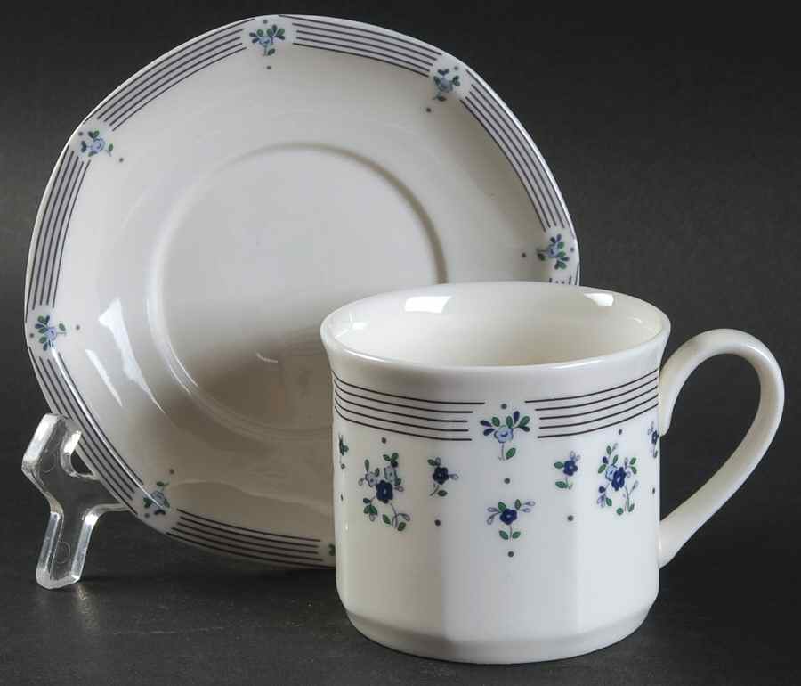 Calico Blue Flat Demitasse Cup & Saucer Set by Royal Doulton-1