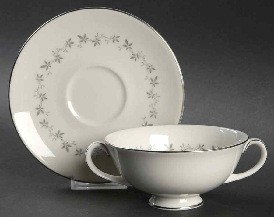Cadence Footed Cream Soup Bowl & Cup Saucer Set by Royal Doulton-1