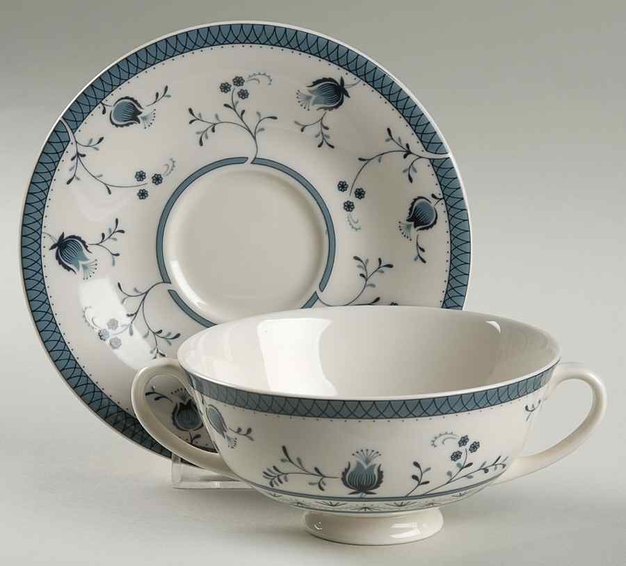 Cambridge Footed Cream Soup Bowl & Saucer Set by Royal Doulton-1