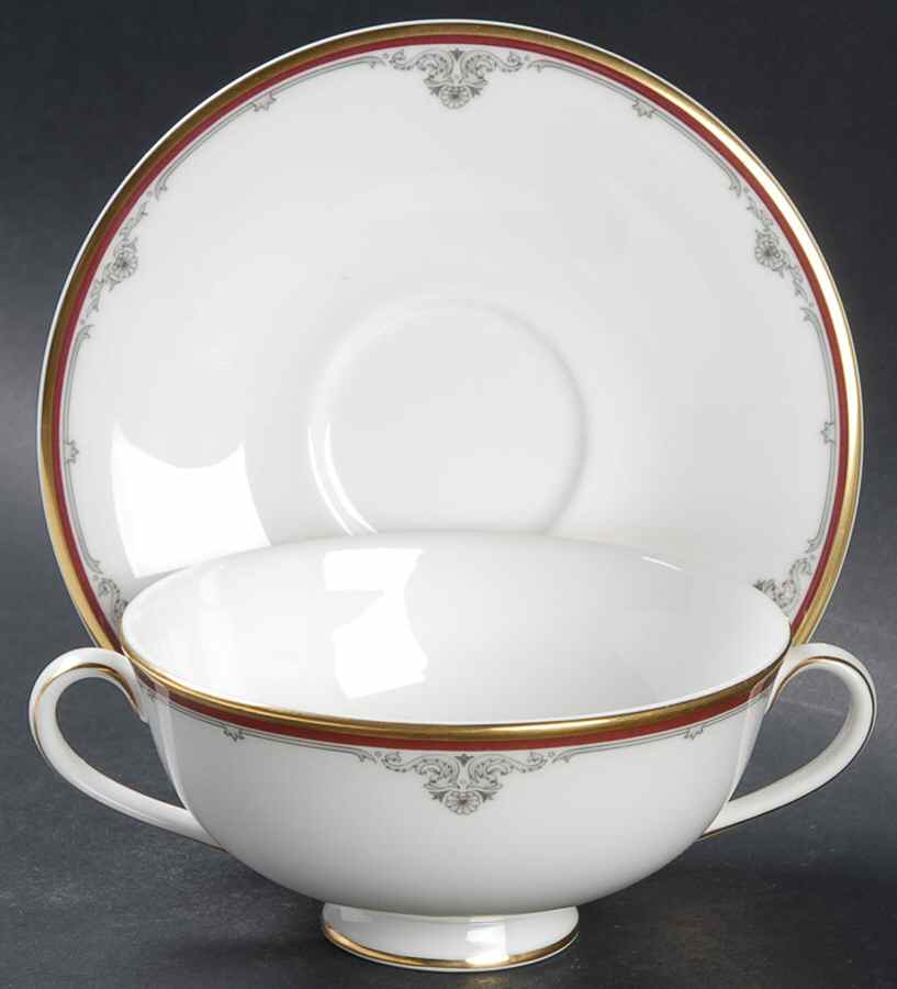Cambridge Footed Cream Soup Bowl & Saucer Set by Royal Doulton-1