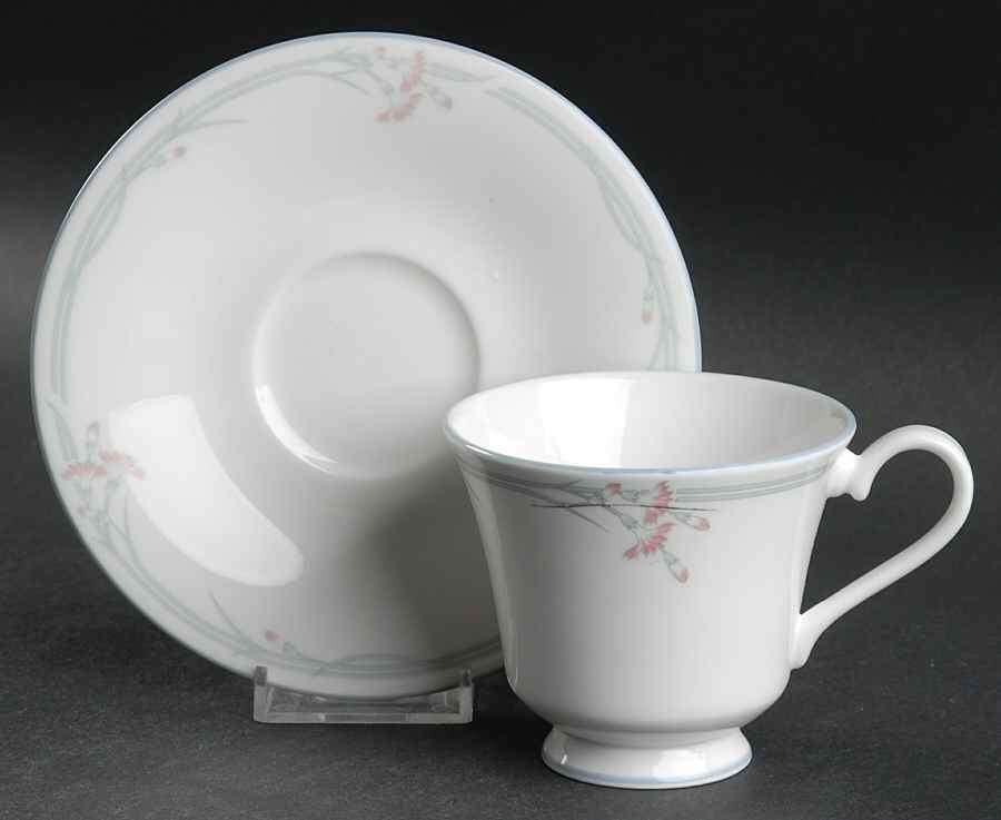 Carnation Micro Footed Cup & Saucer Set by Royal Doulton-1