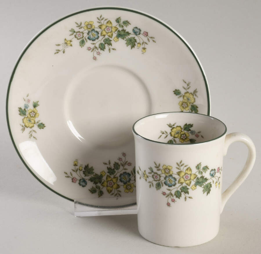 Campagna Green Flat Demitasse Cup & Saucer Set by Royal Doulton-1