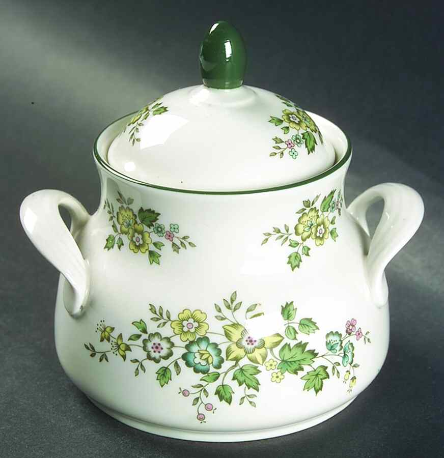 Campagna Green Sugar Bowl & Lid by Royal Doulton-1