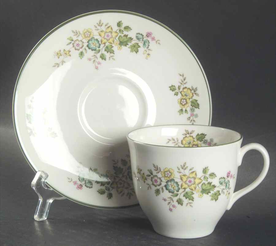 Campagna Green Flat Cup & Saucer Set by Royal Doulton-1