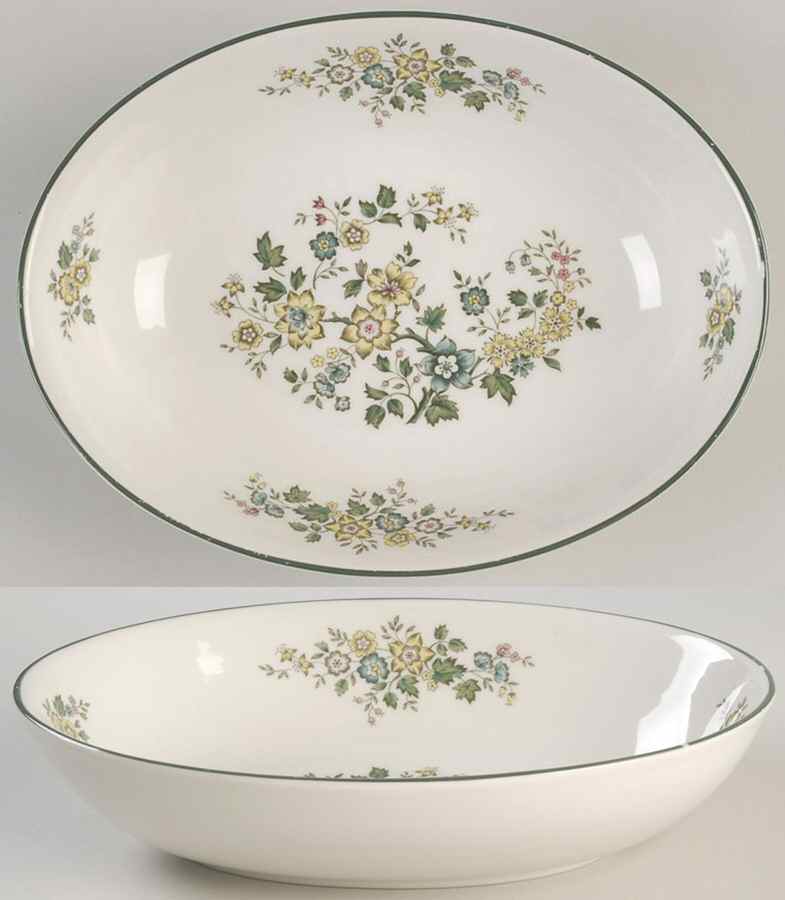 Campagna Green 9" Oval Vegetable Bowl by Royal Doulton-1