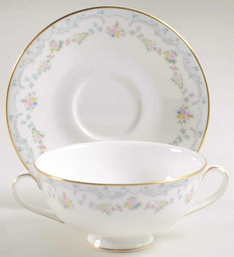 Candice Footed Cream Soup Bowl & Saucer Set by Royal Doulton-1