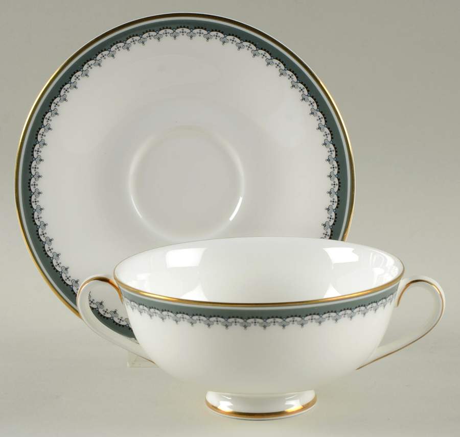 Canterbury Footed Cream Soup Bowl & Saucer Set by Royal Doulton-1