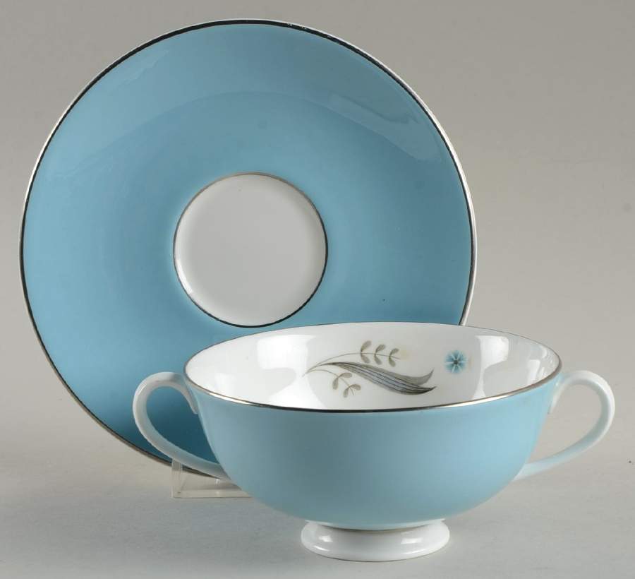 Caprice (H4950) Footed Cream Soup Bowl & Saucer Set by Royal Doulton-1