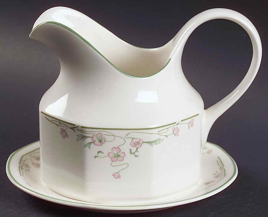 Caprice (Octagonal) Round Gravy Boat & Bread and Butter Stand by Royal Doulton-1