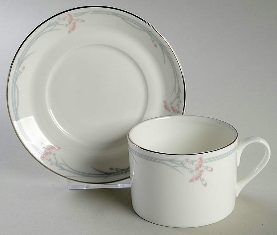 Carnation Flat Cup & Saucer Set by Royal Doulton-1