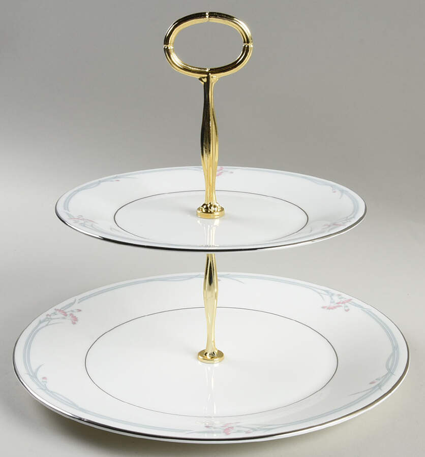 Carnation 6 5/8"-10"  2 Tiered Serving Tray (Dp, Sp) HC by Royal Doulton-1