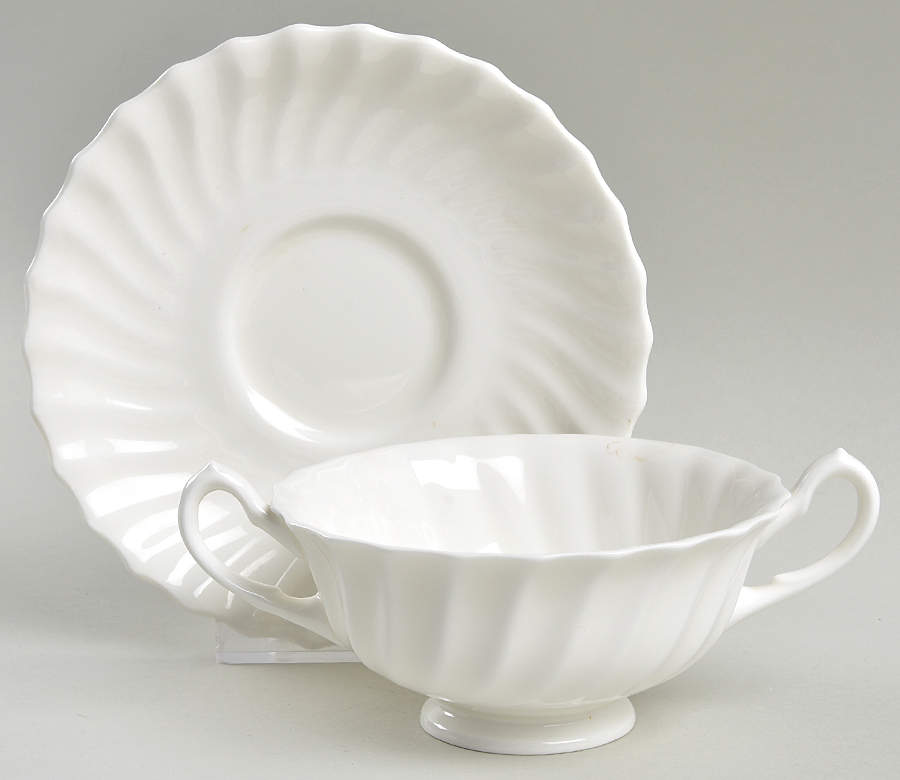 Cascade Footed Cream Soup Bowl & Saucer Set by Royal Doulton-1