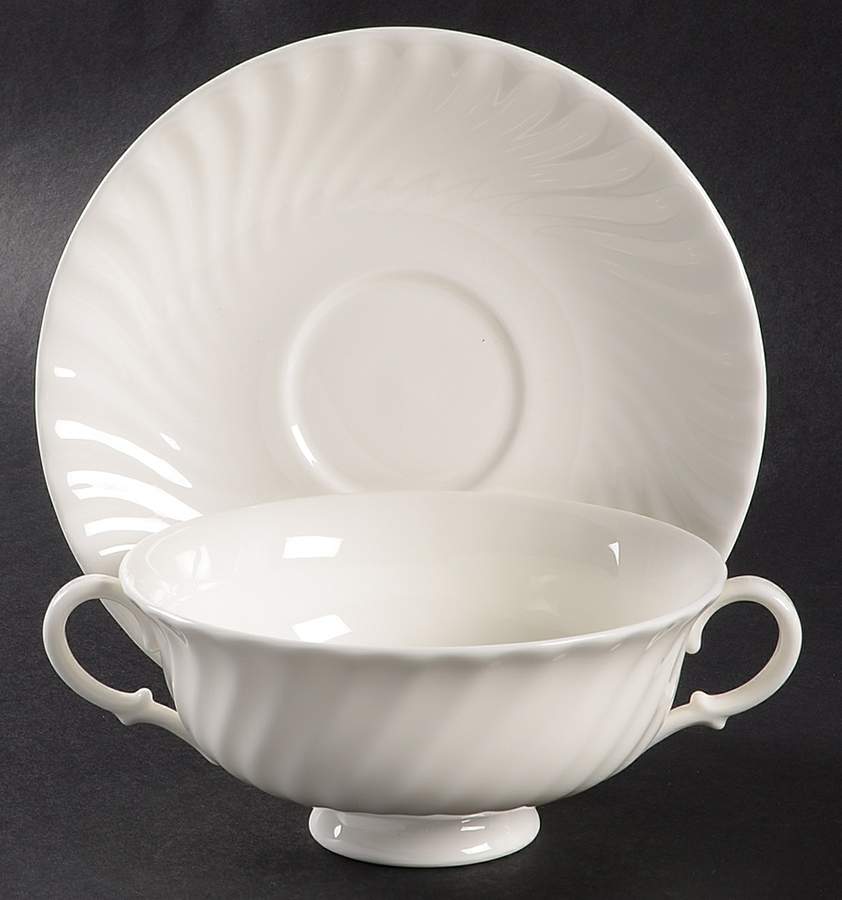 Cascade Footed Cream Soup Bowl & Saucer Set by Royal Doulton-1