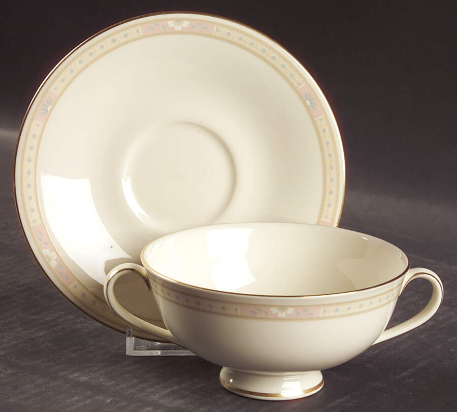 Cassandra Footed Cream Soup Bowl & Saucer Set by Royal Doulton-1