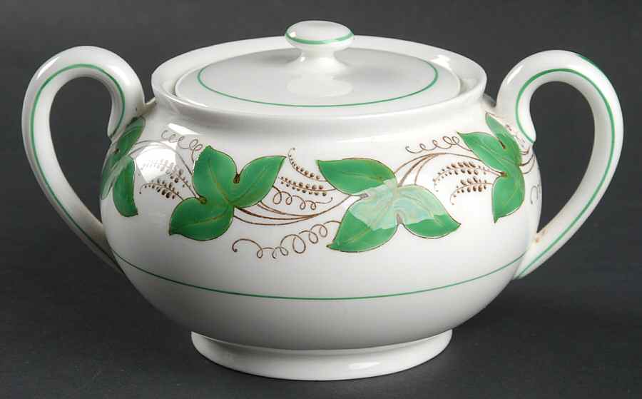 Castleford Green (Green Ivy) Sugar Bowl & Lid by Royal Doulton-1