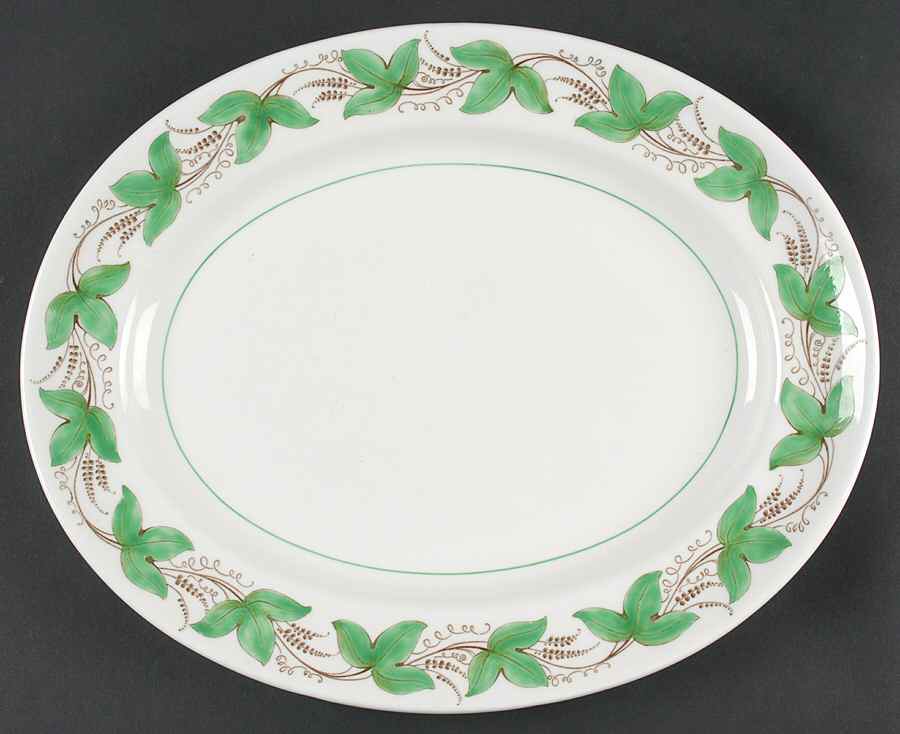 Castleford Green (Green Ivy) 12" Oval Serving Platter by Royal Doulton-1